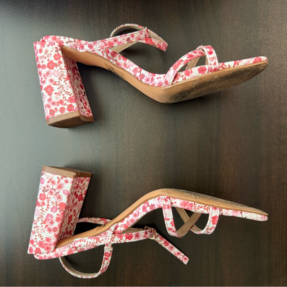 Lulu's Pink Floral Block Heels - Picture 5 of 6